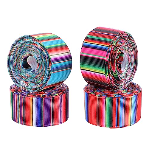 Gadpiparty 4 Rollen Farbverlauf Polyesterband Mexikanisches Serape Streifenband Party Deko Geschenkband Yards pro Vielseitig Leicht und Praktisch von Gadpiparty