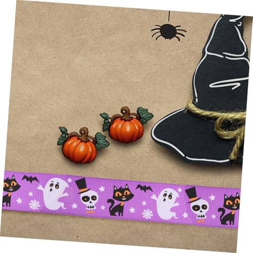 Gadpiparty 4 Rollen Halloween Dekoband Satinband mit Kürbis Totenkopf Muster Robustes Geschenkband für Geschenkverpackung Kränze Haarschleifen DIY Basteln und Partydeko von Gadpiparty