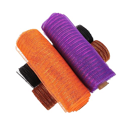 Gadpiparty 4 Rollen Halloween Dekorationsbänder Diy Gauze Handgemachte Bastelribbons für Party und Festtagsdekorationen Schwarz Dunkelviolett Orange und Yards pro Rolle von Gadpiparty