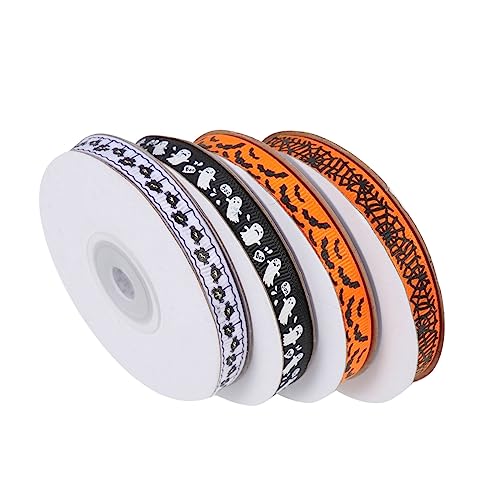 Gadpiparty 4 Rollen Halloween Geschenkband Polyester Halloween-dekoband mit Spinnen- Fledermaus- Geist Monster-motiv Langlebiges DIY Bastelband für Kränze und Geschenkverpackung Gadpiparty 4 Rollen Halloween Geschenkband Polyester Halloween-dekoband mit Spinnen- Fledermaus- Geist Monster-motiv Langlebiges DIY Bastelband für Kränze und Geschenkverpackung von Gadpiparty