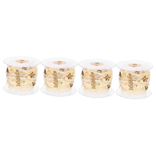 Gadpiparty 4 Rollen Hochzeitsdekorationsband Wickelband Dusche groß Herstellung Burgund Party Bänder für Handwerk Bastelbedarf zum Selbermachen Band für Geschenkverpackung Polyester Golden von Gadpiparty
