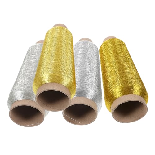 Gadpiparty 4 Rollen Metallisches Stickgarn Buntes DIY Nähgarn für Maschinen und Handstickerei Verschleißfestes Stickgarn für Kreative Projekte für Eltern Aktivitäten von Gadpiparty