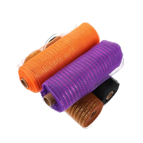Gadpiparty 4 Rollen PP Netzgaze Bänder zum Basteln Strapazierfähiges Komfortables Material Vielseitig Zuschneidbar für Halloween Kranzdekoration Diy Schleifenherstellung pro Schwarz Lila von Gadpiparty