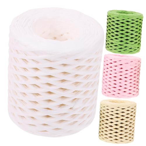 Gadpiparty 4 Rollen Raffia Geschenkband Natürliche Bastelschnur für Weihnachtsverpackungen DIY Bastelprojekte Arrangements Hochwertige Vielseitig Einsetzbar von Gadpiparty