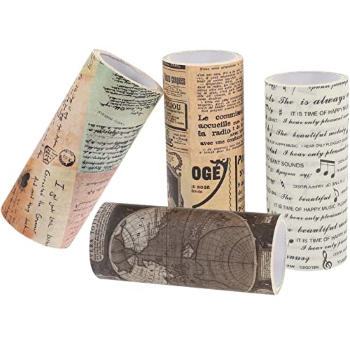 Gadpiparty 4 Rollen Retro Washi Tape Dekorative Klebebänder für Scrapbooking Diy Kunstprojekte Vintage für Planner und Geschenkverpackungen von Gadpiparty