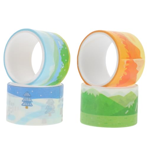 Gadpiparty 4 Rollen Washi Tape Japanisches Dekoratives Klebeband mit Landschaftsmotiven Vielseitiges DIY Scrapbook Tape für Journaling Planer Geschenkverpackung Kunstvolle Bastelideen von Gadpiparty