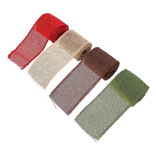 Gadpiparty 4 Rollen Weihnachts Dekobänder DIY Geschenkband in Rot Grün Braun Juteoptik für Basteln Kranz und Geschenkverpackung Langlebig und Festlich Gestaltet von Gadpiparty