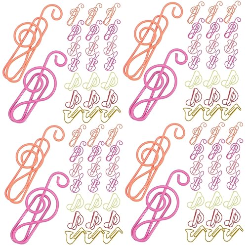 Gadpiparty 4 Sätze Farbige Büroklammern Sortiert Musiknoten-clip Clips Formen Von Büroklammern Bunt Lesezeichenklammern Aus Papier Dekorative Papierklamme Metall Zufällige Farbe 60 Stück * 4 von Gadpiparty