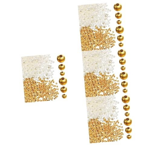 Gadpiparty 4 Sätze Goldperlen + Perlen Runden Schmuckperlen Halskette Reiz Runde Perlen Metallschmuckzubehör Herstellen Winzige Perlen Diy -perlen Für Schmuck Runde Lose Perlen 900 Stück * 4 von Gadpiparty