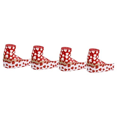 Gadpiparty 4 Sätze Liebesband Bänder Zum Basteln Herz Dekoration Rosa Schleife Schleifen Zum Verpacken Dünn Verdrahtet Band Mit Wickelband Grünes Drahtband Seide Eisendraht 3 Rollen * 4 von Gadpiparty