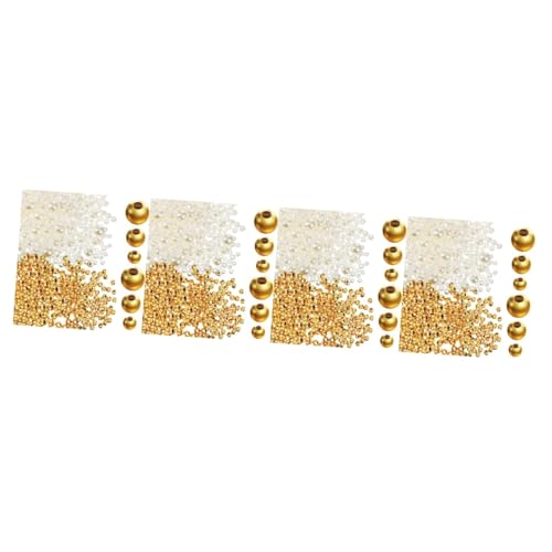 Gadpiparty 4 Sätze Perlen + Perlen DIY Perlen Dekoration Armbänder Spacer Schmuck Perlen Zubehör Runde Handwerk Kleine Schmuckperlen Schmuck Dekoration Halskette Perlen 900 Stück * 4 von Gadpiparty