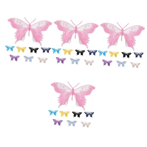 Gadpiparty 4 Sätze Schmetterlings-stickpatch Schmetterling Dekorationen Flicken Nähen Stickerei Applikationen Flicken Für Kleidung Hochzeit Schmetterlinge Stoff 8 Stück * 4 von Gadpiparty