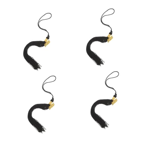 Gadpiparty 4 Stück Abschluss Quaste Schwarz Abschlusskappen Anhänger mit Gold Charms Weiche Langlebige Abschlusskappen Dekoration für Hochschule Bachelor Master Feier von Gadpiparty