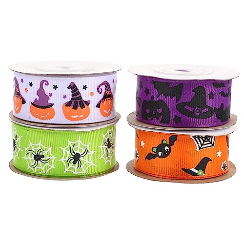 Gadpiparty 4 Stück Halloween Dekobänder Yards Diy Geschenkbänder für Bastelarbeiten Tragbar und Langlebig für Dekoration und Haarschmuck von Gadpiparty