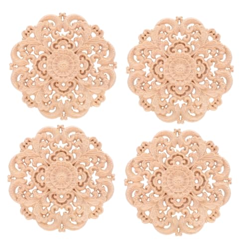 Gadpiparty 4 Stück Holzschnitzerei Aufkleber Holzapplikationen Holzgeschnitzte Eckaufleger Holzgeschnitzte Ornamente Blumenapplikation Für Möbel Holzausschnitt Basteln Geschnitzte von Gadpiparty