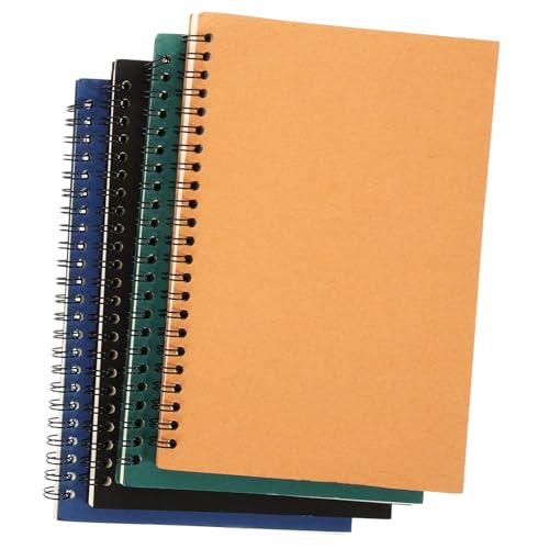 Gadpiparty 4 Stück Notizbuch aus Kraftpapier Pack Spiralnotizblöcke für Büro Schule Natur Schwarz Dunkelblau und Grün für Planung Notizen und Tägliche Aufgaben von Gadpiparty