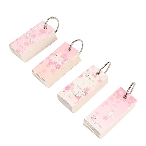 Gadpiparty 4 Stück Pinkes Notizblock mit Binder Tragbare Lose Memo Pads für Schule und Büro Gemischte Muster Praktische Flashkarten für Notizen und Diy Lernkarten von Gadpiparty