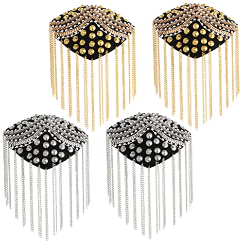 Gadpiparty 4 Stück Schulterepauletten Punk Quasten Schulterklappen mit Strass Handgemachte Applikationen für Party und Bühnenaufführungen Goldene Silberne Gadpiparty 4 Stück Schulterepauletten Punk Quasten Schulterklappen mit Strass Handgemachte Applikationen für Party und Bühnenaufführungen Goldene Silberne von Gadpiparty