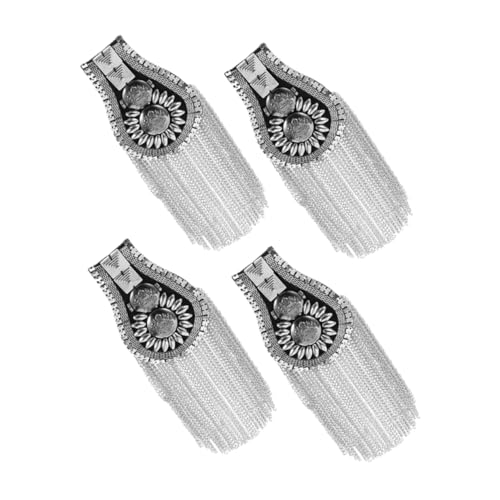 Gadpiparty 4 Stück Silberne Schulterklappen mit Quasten und Nieten Punkige Epauletten für Damen Dekorative Fransen Accessoires Einfach Anzubringen für Jacken Kostüme und Diy Mode von Gadpiparty