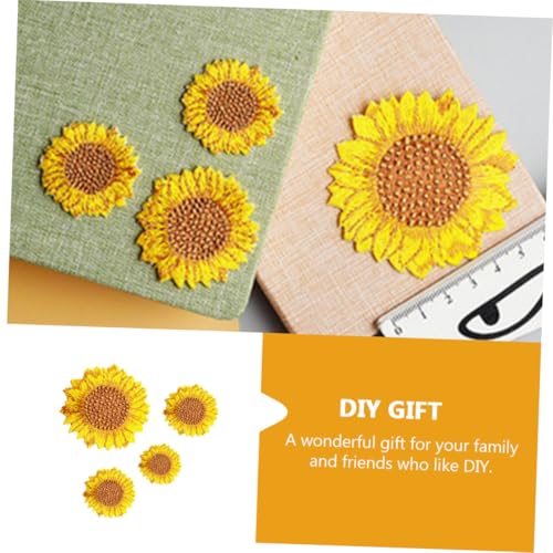 Gadpiparty 4 Stück Sonnenblumen Stickerei Patches Aufnäher Blumenapplikation zum Aufnähen für Kleidung Jacken Taschen DIY Reparatur und Dekoration von Gadpiparty