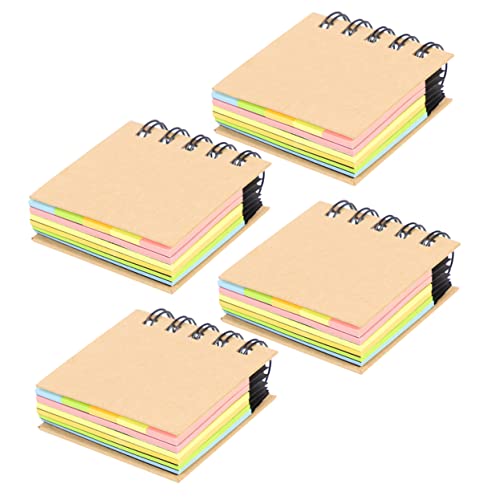 Gadpiparty 4 Stück Spule Buch Papiernotizbücher tragbarer Office-Notizblock Schreibwaren Notizblock Multifunktions-Schreibblock Mini-Schreibblock Schulnotiz Kraftpapier von Gadpiparty