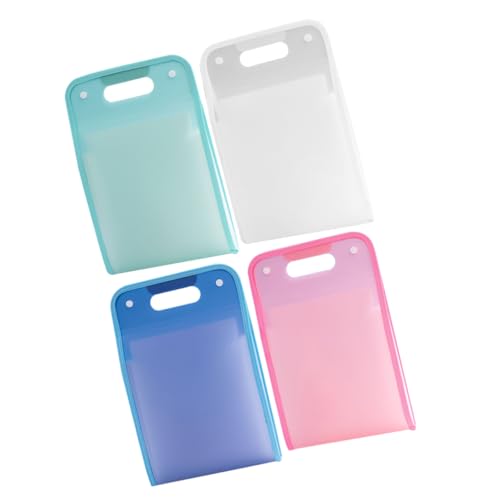 Gadpiparty 4 Stück Teiliges Dateiordner aus Kunststoff Erweiterbarer Aktenordner Wasserfester Organizer für Dokumente Transparent Blau Grün für Büro und Zuhause von Gadpiparty