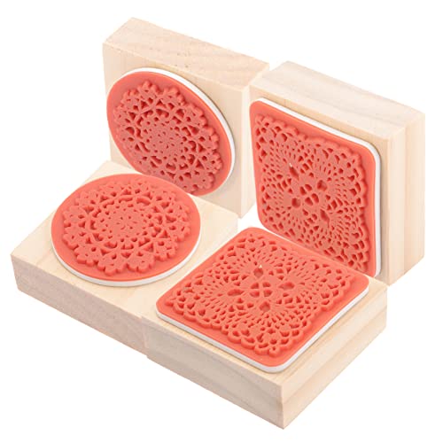 Gadpiparty 4 Stück Teiliges Diy Stempelset Holzstempel mit Romantischem Spitzenmuster Kompakte für Scrapbooking Karten und Kreative Bastelprojekte Vielseitig Einsetzbar für Diy Kunstwerke von Gadpiparty
