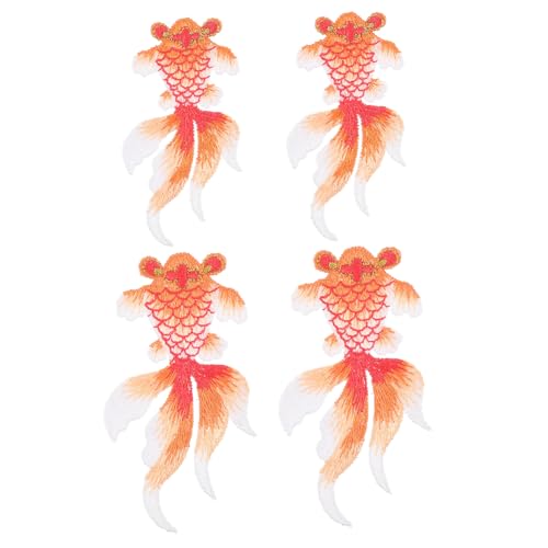 Gadpiparty 4 Stück Teiliges Goldfisch Patches zum Aufbügeln Bestickte Applikationen für DIY Kleidung Dekorative Flicken für Jacken Schuhe Haarschmuck Elegantes Design Verschiedene von Gadpiparty