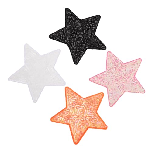 Gadpiparty 4 Stück Teiliges Pailletten Stern Aufnäher mit Kleber Bestickte Stoffpatches zum Aufbügeln Glitzernde Applikationen für Kleidung Rucksäcke Hüte Kreative DIY Dekoration von Gadpiparty