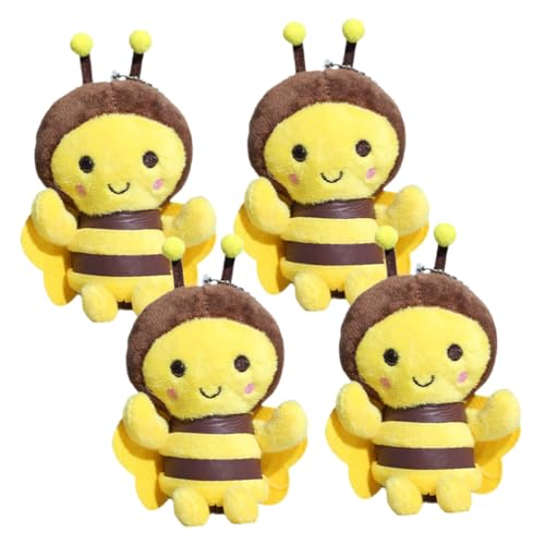 Gadpiparty 4 Stück Teiliges Plüsch Bienen Anhänger mit Kette Weiche Schlüssel und Rucksack Deko Niedlicher Hängender Plüschanhänger für Taschen Geldbörsen und Kindergeschenke von Gadpiparty