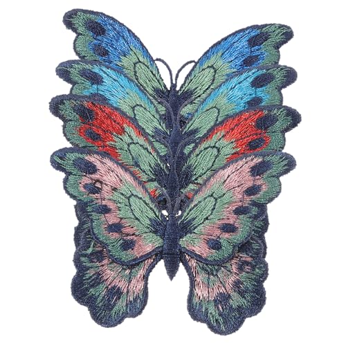 Gadpiparty 4 Stück Teiliges Schmetterling Bügelflicken Bunte Stickerei Applikationen zum Aufbügeln für Kleidung Schuhe Taschen DIY Reparatur und Dekoration Kleine Praktische Stoffpatches von Gadpiparty