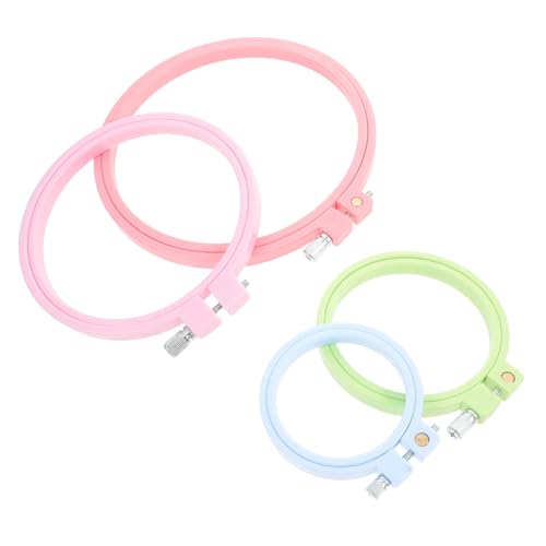 Gadpiparty 4 Stück Teiliges Set Verstellbare Stickrahmen für Diy Kreuzstich und Stickerei Zubehör Innenring Durchmesser für Kreative Nähprojekte Zufällige Farbe von Gadpiparty