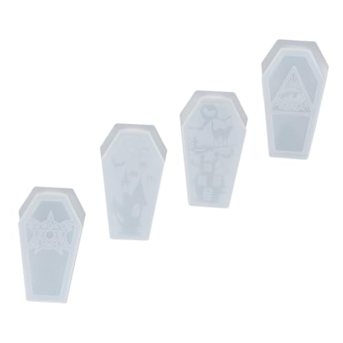 Gadpiparty 4 Stück Teiliges Silikonform für DIY Kristall Harz Gießen Halloween Sarg-form Aufbewahrungsbox mit Deckel Wiederverwendbare Epoxidharz Gießform für Schmuck Dekorationshalter von Gadpiparty