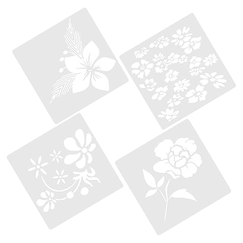 Gadpiparty 4 Stück Teiliges Wiederverwendbares Blumenmuster Schablonen für DIY Basteln Scrapbooking Malvorlagen Vielseitig Einsetzbar für Karten Holzdekoration von Gadpiparty