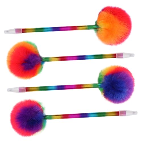 Gadpiparty 4 Teiliges Bunte Pompom Kugelschreiber für Mädchen Flauschige Schreibstifte mit Sanfter Schreibleistung Farben für Schule Büro und Kreatives Notieren von Gadpiparty