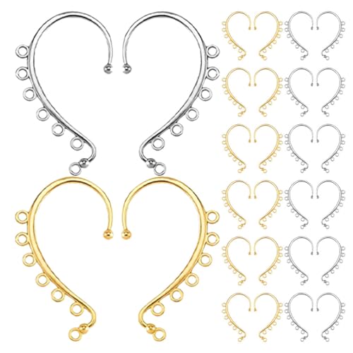 Gadpiparty 40 Stück Blanko-Ohrmanschetten, Ohrringe, DIY, ohne Piercing, 6 Löcher, Clip-On-Ohrmanschette für Frauen, DIY-Ohrring-Zubehör, Schmuckzubehör von Gadpiparty
