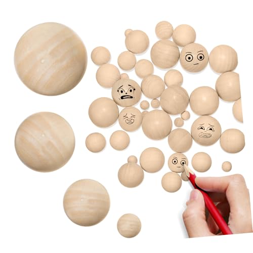 Gadpiparty 40 Stück Holzperlen Unbearbeitete Holzkugeln Verschiedenen für DIY Bastelprojekte Natürliche Farbe Langlebig und Vielseitig Kombinierbar von Gadpiparty