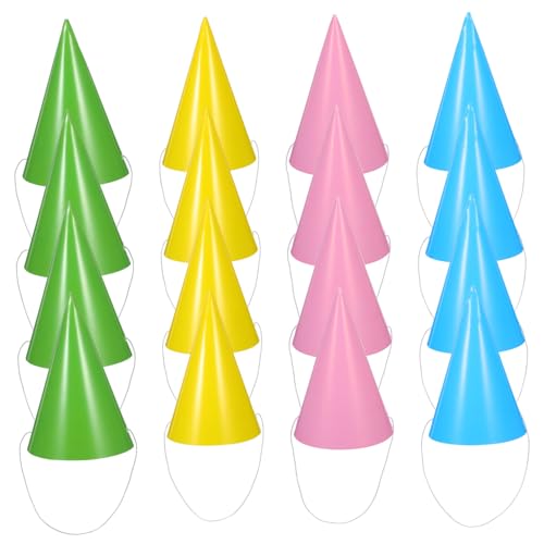 Gadpiparty 40 Stück Teiliges Kindergeburtstag Feierhut Leichte Einfarbige Papier-Kegelhüte in Rosa Grün Gelb Blau Bequeme Sichere Passform für Mädchen und Jungen Vielseitig für von Gadpiparty