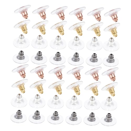 Gadpiparty 400 Stück Ohrstecker Stopper Schmuckzubehör Allergiefreie Ohrring Verschlüsse Metall Ohrstecker DIY Zubehör Roségold Gold Silber Dunkelgrau Mix Sicherer Halt für von Gadpiparty