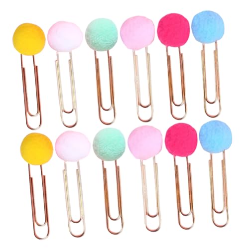 Gadpiparty 40Stücke Pompom Büroklammern Lesezeichen Kleine Metallklammern für Notizen und für Lehrer und Kreative von Gadpiparty