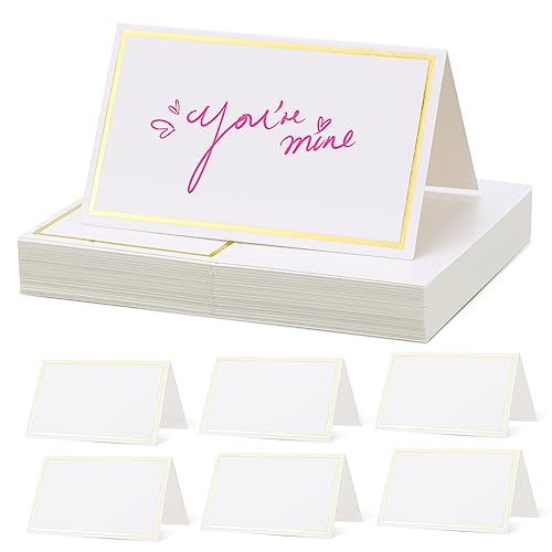 Gadpiparty 40Stücke Tischsitzkarten mit Goldener Folienrand für Hochzeiten Dinnerpartys Hochwertige Leere Karten zur Personalisierung von Sitzplätzen Etiketten von Gadpiparty