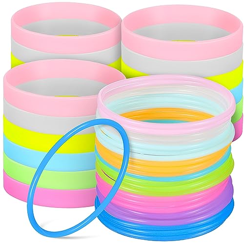 Gadpiparty 48 Stück Leuchtende Armbänder Die Im Dunkeln Leuchten Silikonbänder Farbige Silikonarmbänder Armbänder Für Nachtjoggen Leere Gummibänder Partygeschenke von Gadpiparty