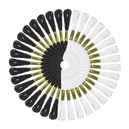Gadpiparty 48 Stück Teiliges Multifunktionale Stickgarn für Diy Projekte Strängige Lange Schwarze und Weiße Stickfäden für Kreuzstich Armbänder und Bastelarbeiten von Gadpiparty