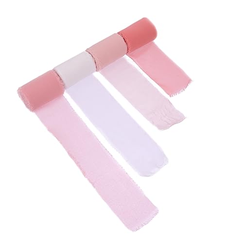 Gadpiparty 4Rollen Breites Blumenstrauß Band Chiffon Mit Fransen Für Hochzeitsdekoration Geschenkverpackung Einladungen À Nude Korean von Gadpiparty