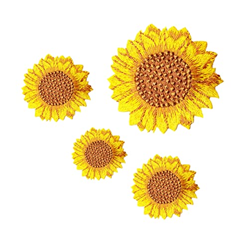 Gadpiparty 4Stücke Sonnenblumen Flicken Für Kleidung Bestickte Applikationen Zur DIY Reparatur Langlebige Dekorationspatches Für Taschen Hüte Und Schuhe Für Bastelprojekte von Gadpiparty