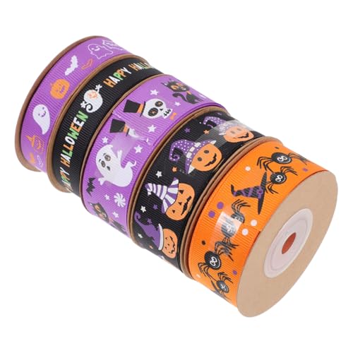 Gadpiparty 5 Rollen Halloween Geschenkband Satinband mit Kürbis Geist Skelett Motiv Dekoband für Geschenkverpackung und Partydeko Breit Verschiedene Designs Kreative Geschenkverpackung Gadpiparty 5 Rollen Halloween Geschenkband Satinband mit Kürbis Geist Skelett Motiv Dekoband für Geschenkverpackung und Partydeko Breit Verschiedene Designs Kreative Geschenkverpackung von Gadpiparty
