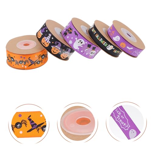 Gadpiparty 5 Rollen Teiliges Halloween Geschenkband Satinbänder in Verschiedenen Farben Vielseitig für Geschenkverpackung Partydeko und DIY Bastelprojekte Langlebig und Einfach zu Verwenden von Gadpiparty