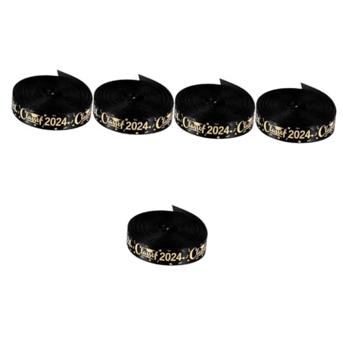 Gadpiparty 5 Rollen Verpackungsband Für Die Abschlusssaison Dekorativ Satinband Schmücken Glitzerndes Goldband Abschlusskuchenband Abschlussdekorationen Wickelband Wickeln Du Polyester Black von Gadpiparty
