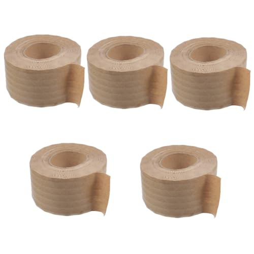 Gadpiparty 5 Rollen Wasseraktivierte Verpackungsbandrolle Hochbelastbares Klebeband für Kartonversand Sicherheitsverpackung Vielseitiges Papierklebeband für Einfache Anwendung und Starke von Gadpiparty