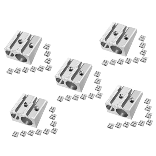 Gadpiparty 5 Sätze Bleistiftspitzer Anspitzer Erwachsene Zeichnung Mini -bleistiftschärfer Student Buntstiftspitzer Schreibwaren Fürs Büro Schulmaterial Aluminiumlegierung Silber 10 Stück * 5 von Gadpiparty